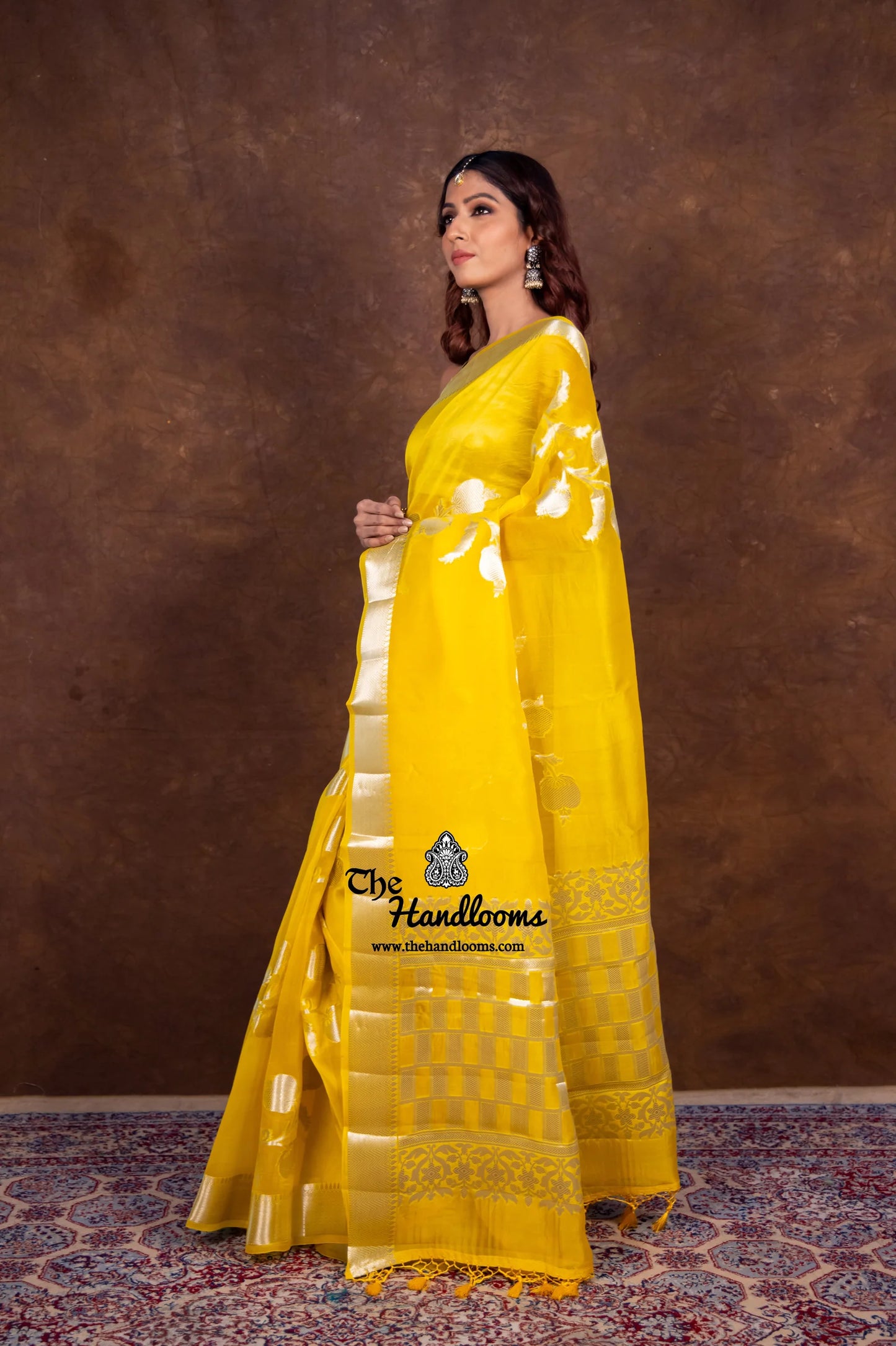 Yellow Pure Tissue Handloom Banarasi Saree