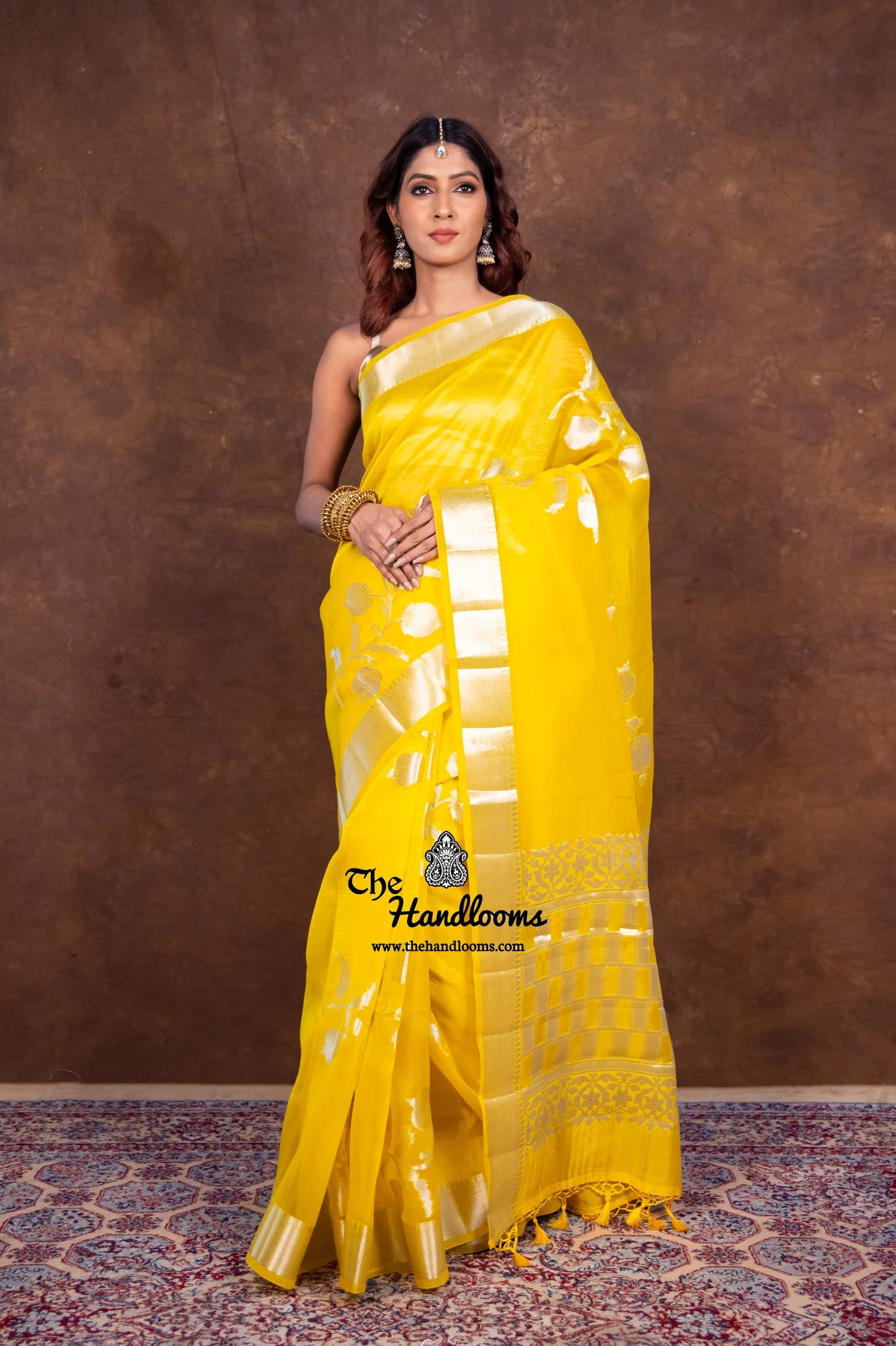 Yellow Pure Tissue Handloom Banarasi Saree